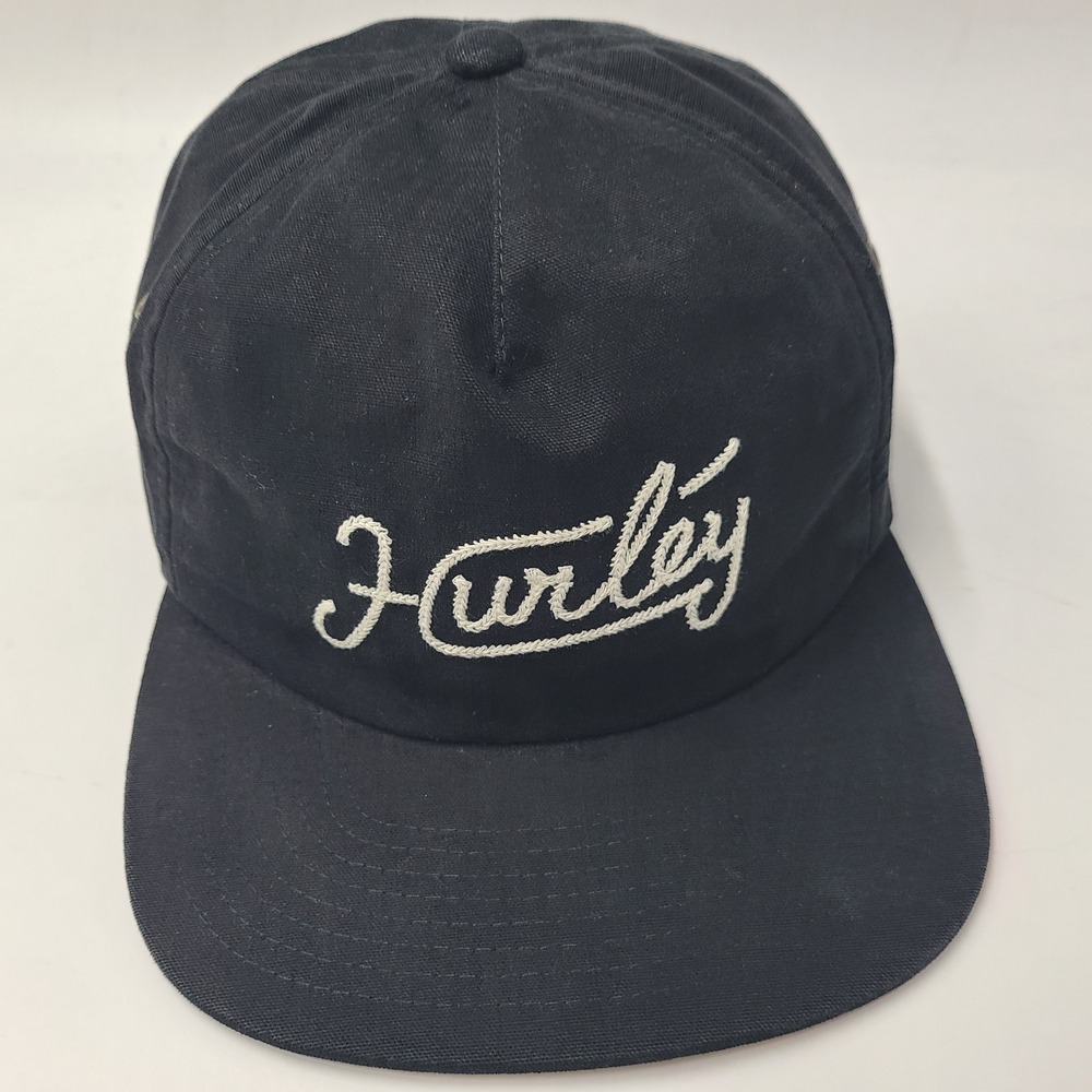 Hurley Hat Snapback Black White Script Logo Surf‎ Skate Skateboard Outdoors Men